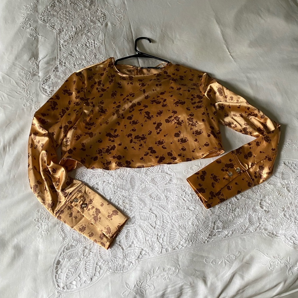 Zara Cropped Silk Blouse